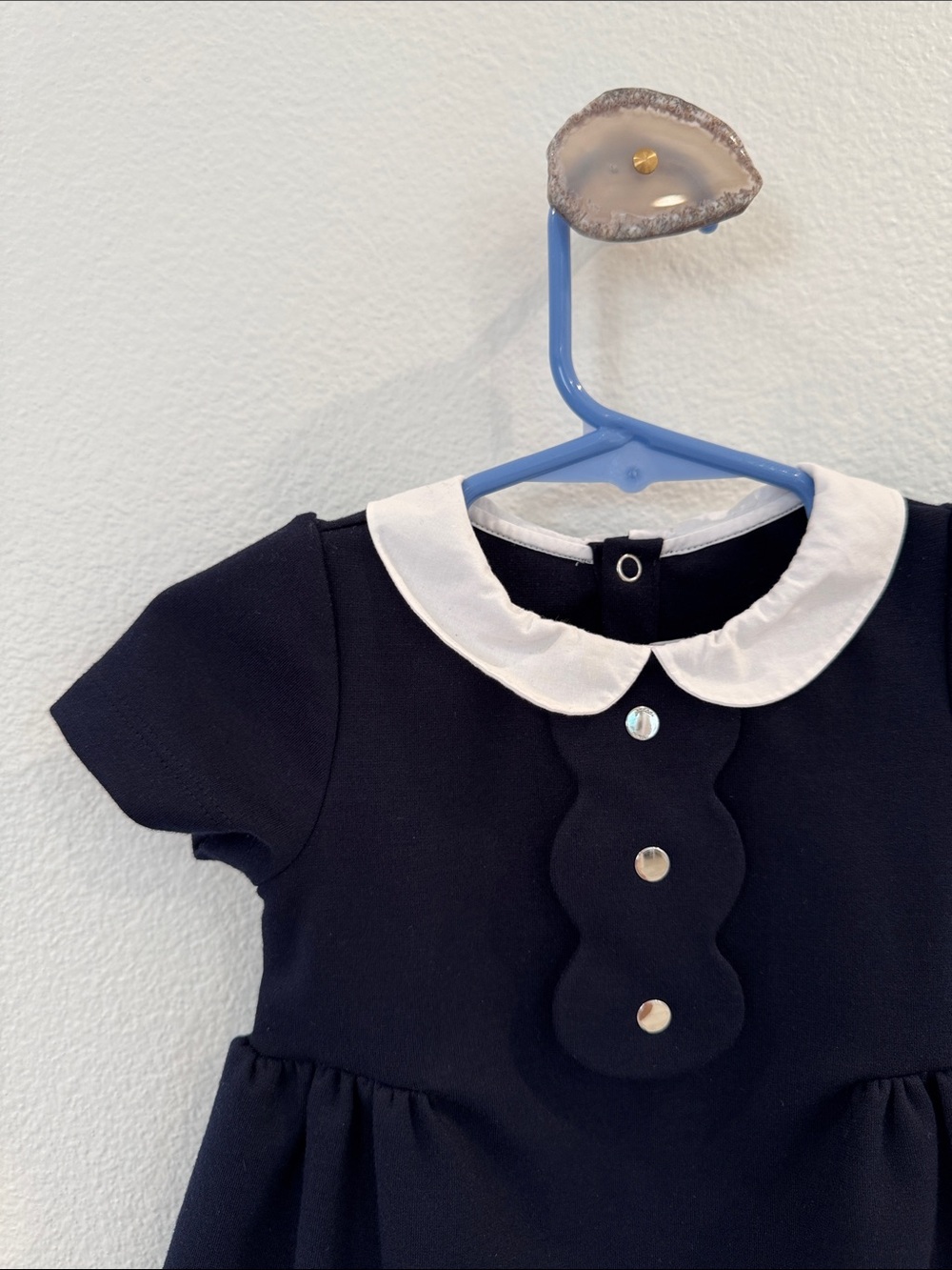 Jacadi Paris navy dress with white collar, casual formal classic size 12 months